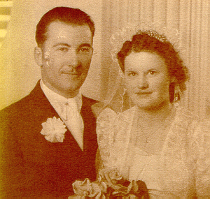 On July 12,1941, Paul Yuzyk and Mary Bahniuk were married in Hafford, Saskatchewan. They had a traditional Ukrainian weddiing